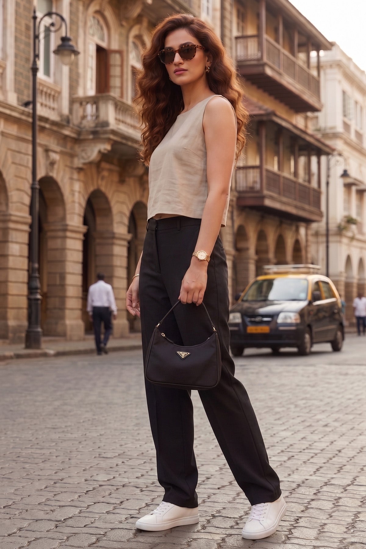 Beige Cotton Linen Crop Top