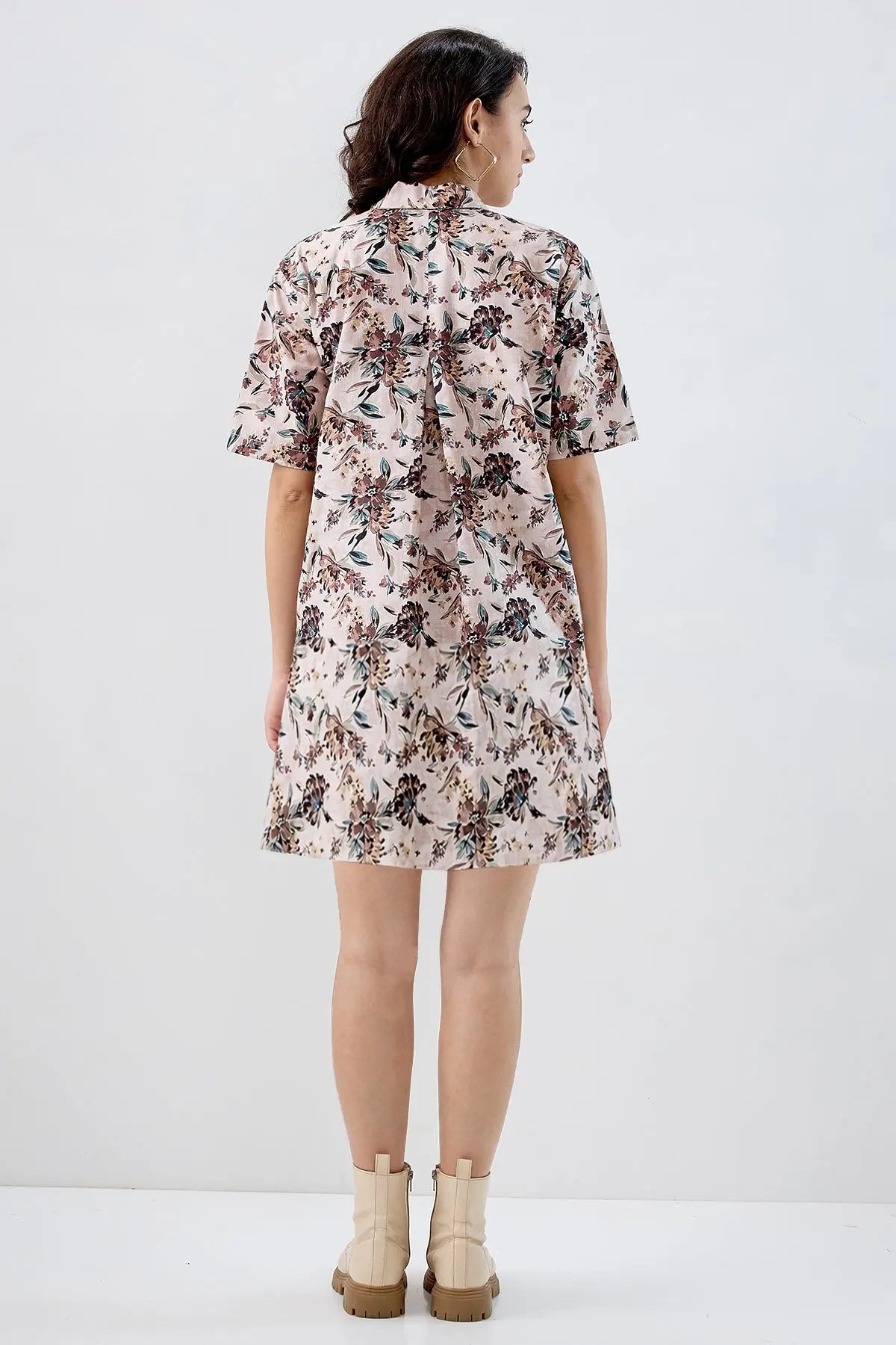 Beige Print Pure Cotton Dress SNEHA B