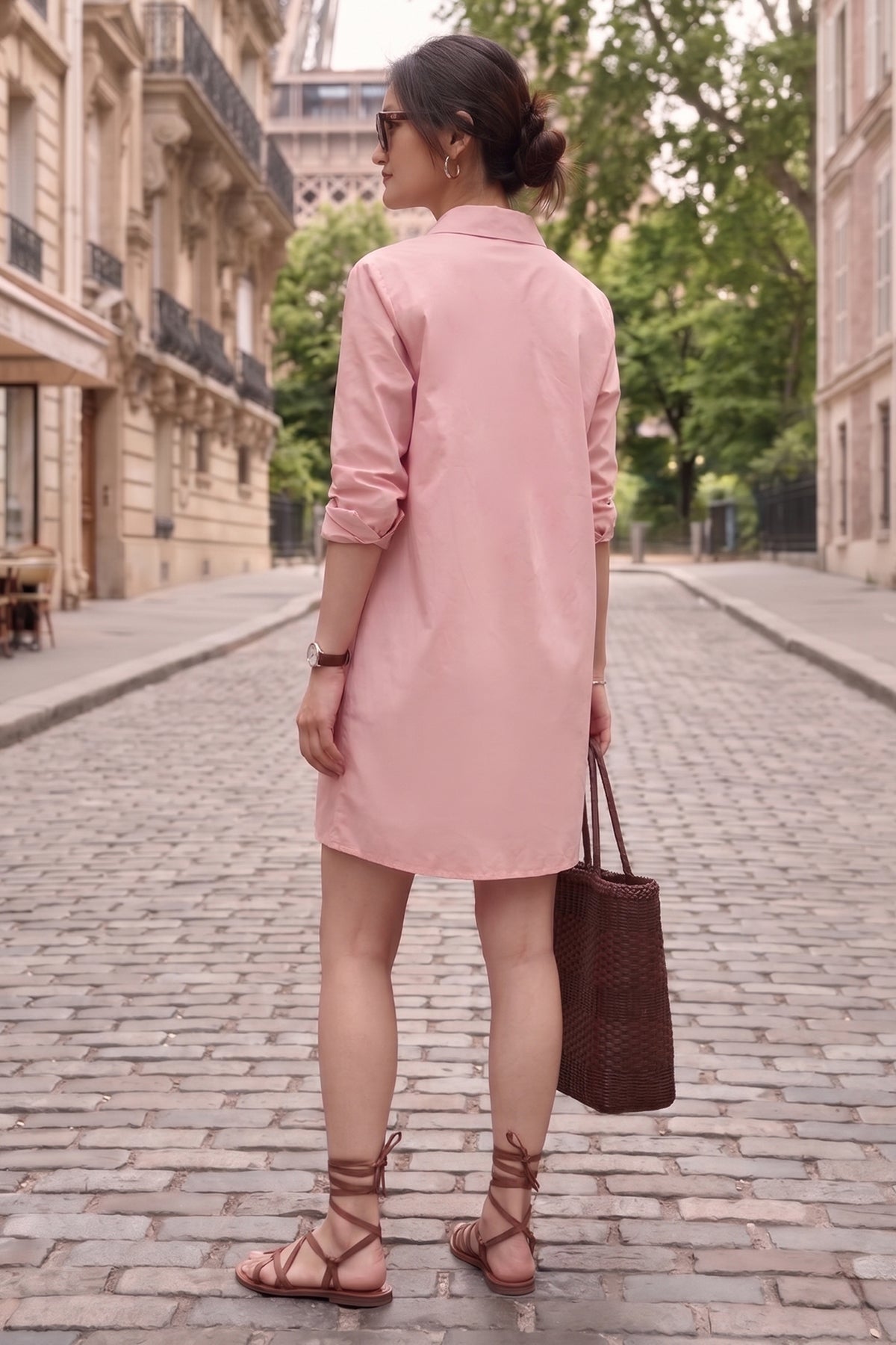 Blush Cotton Mini Shirt Dress