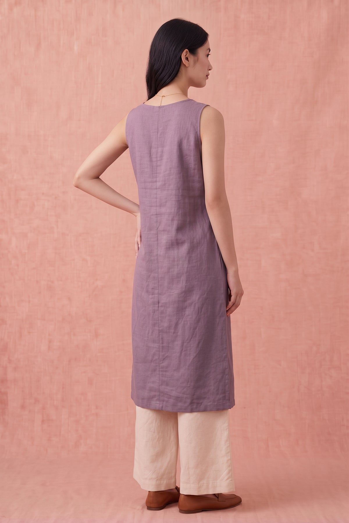 Lavender Cotton Linen Kurta Set