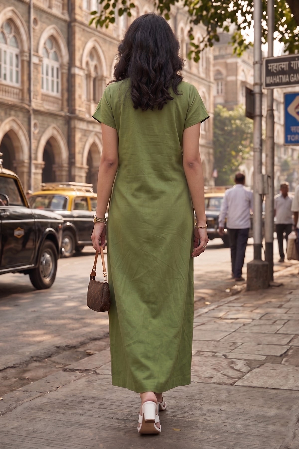 Mehendi Green Buttoned Dress