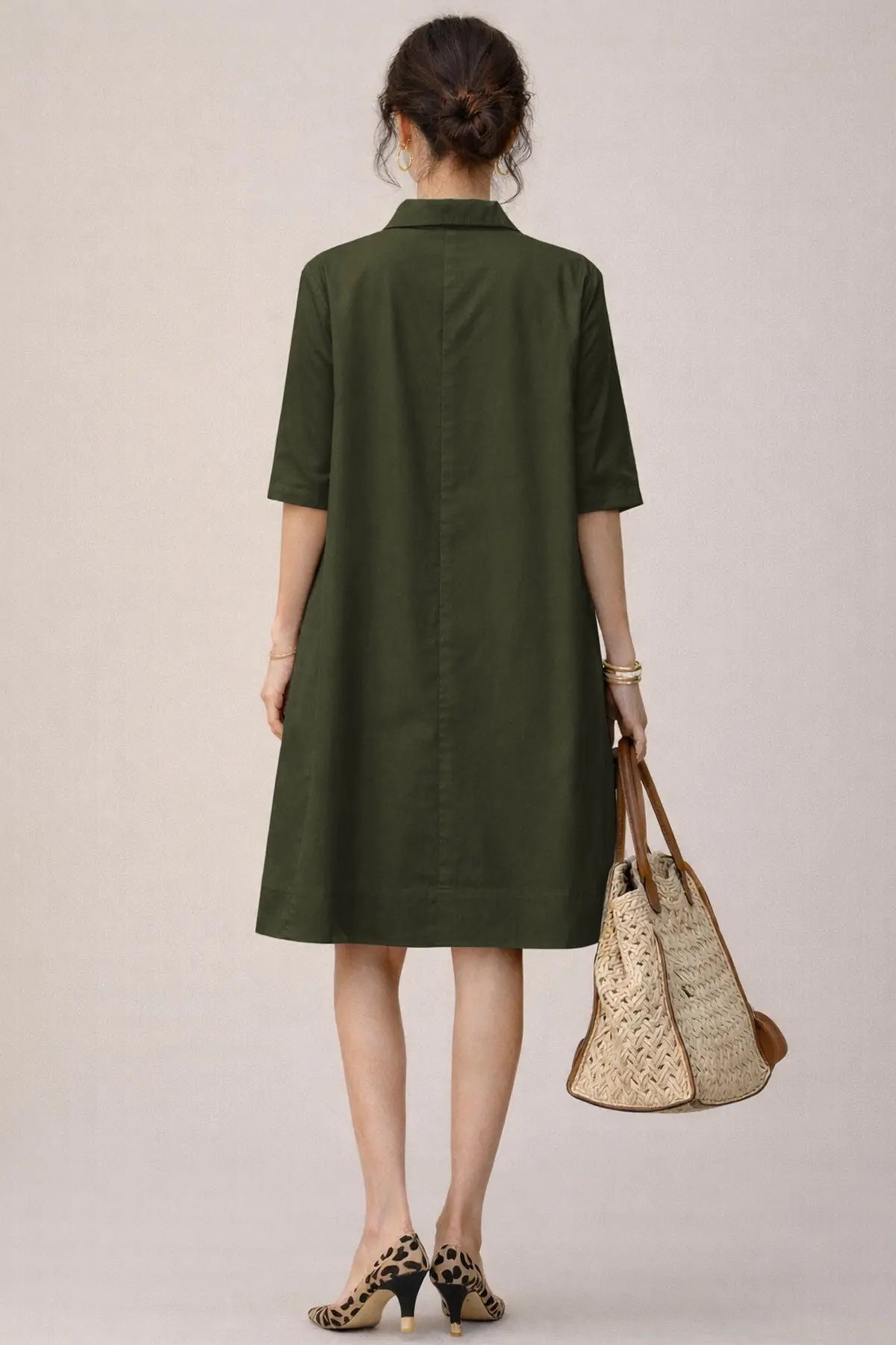 Military Cotton Box Pleat Dress SNEHA B
