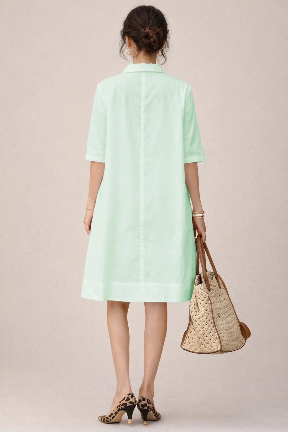Minty Cotton Box Pleated Dress SNEHA B