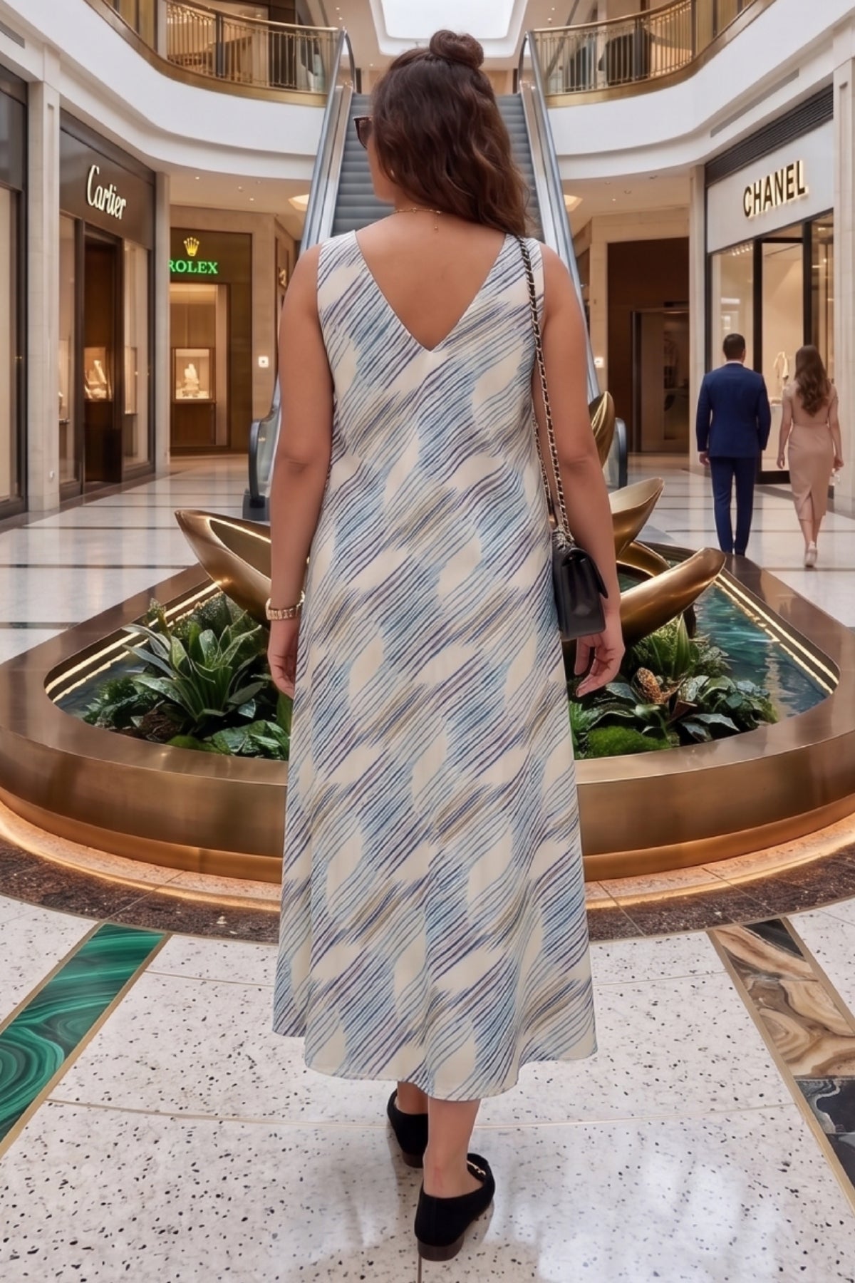 Multi White Print A-Line Dress
