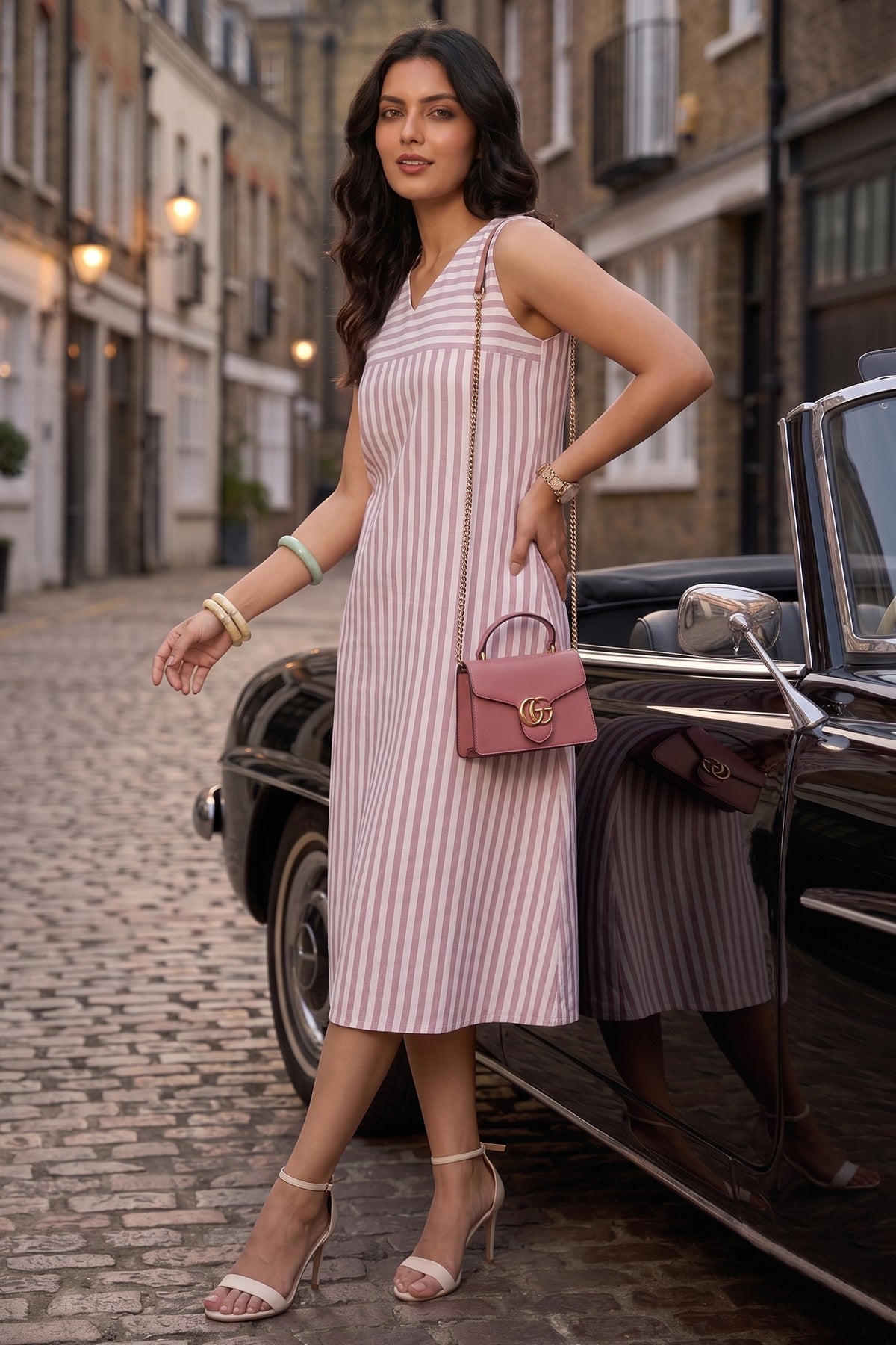 Onion Stripes Sleeveless Dress