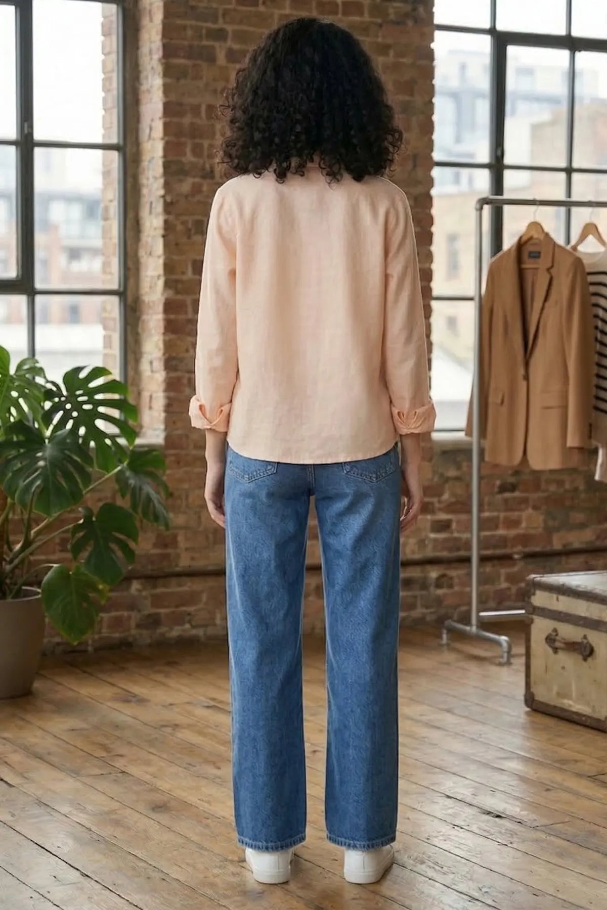 Peach Cotton Linen Collar Shirt SNEHA B