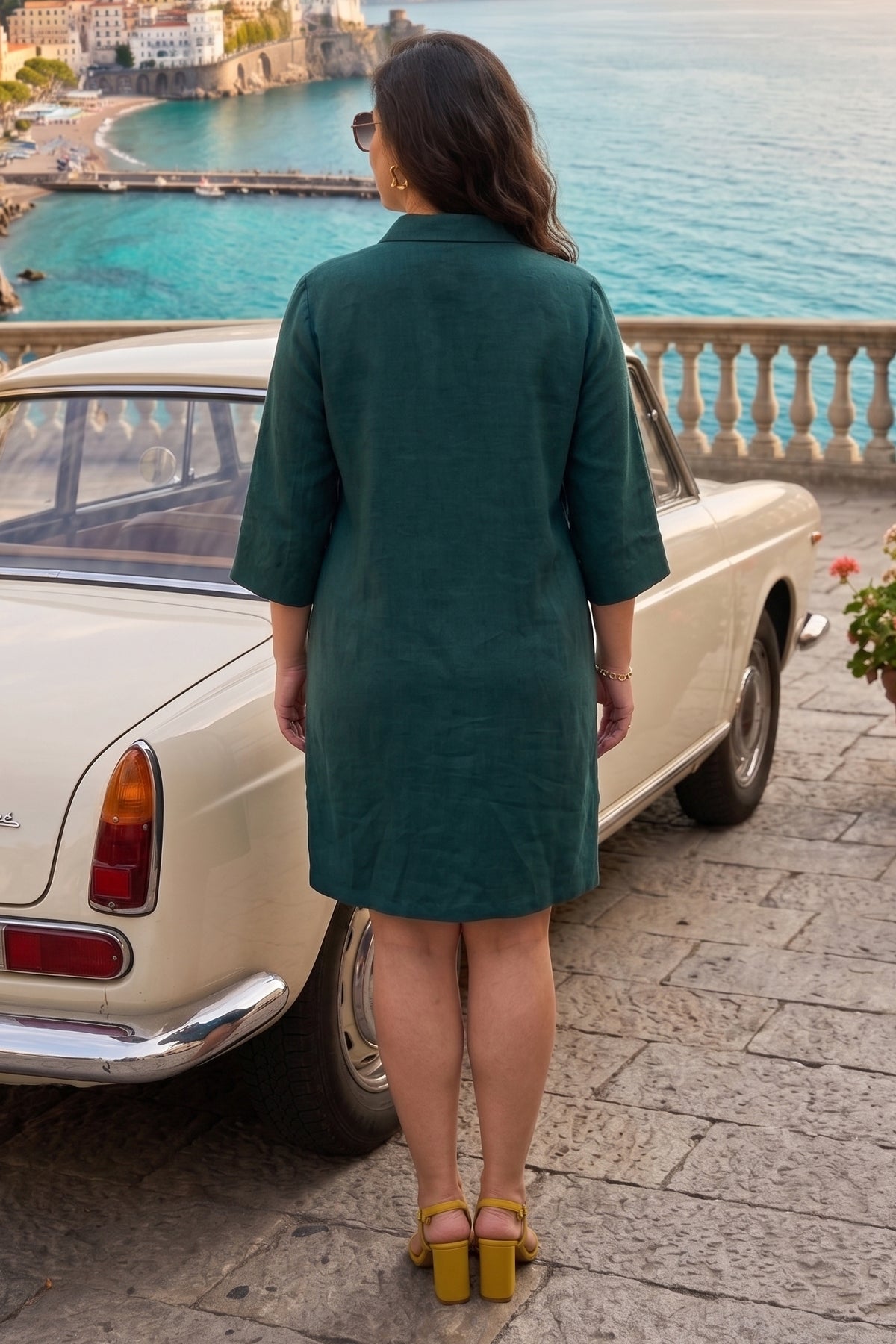 Teal Green Button Shirt Dress