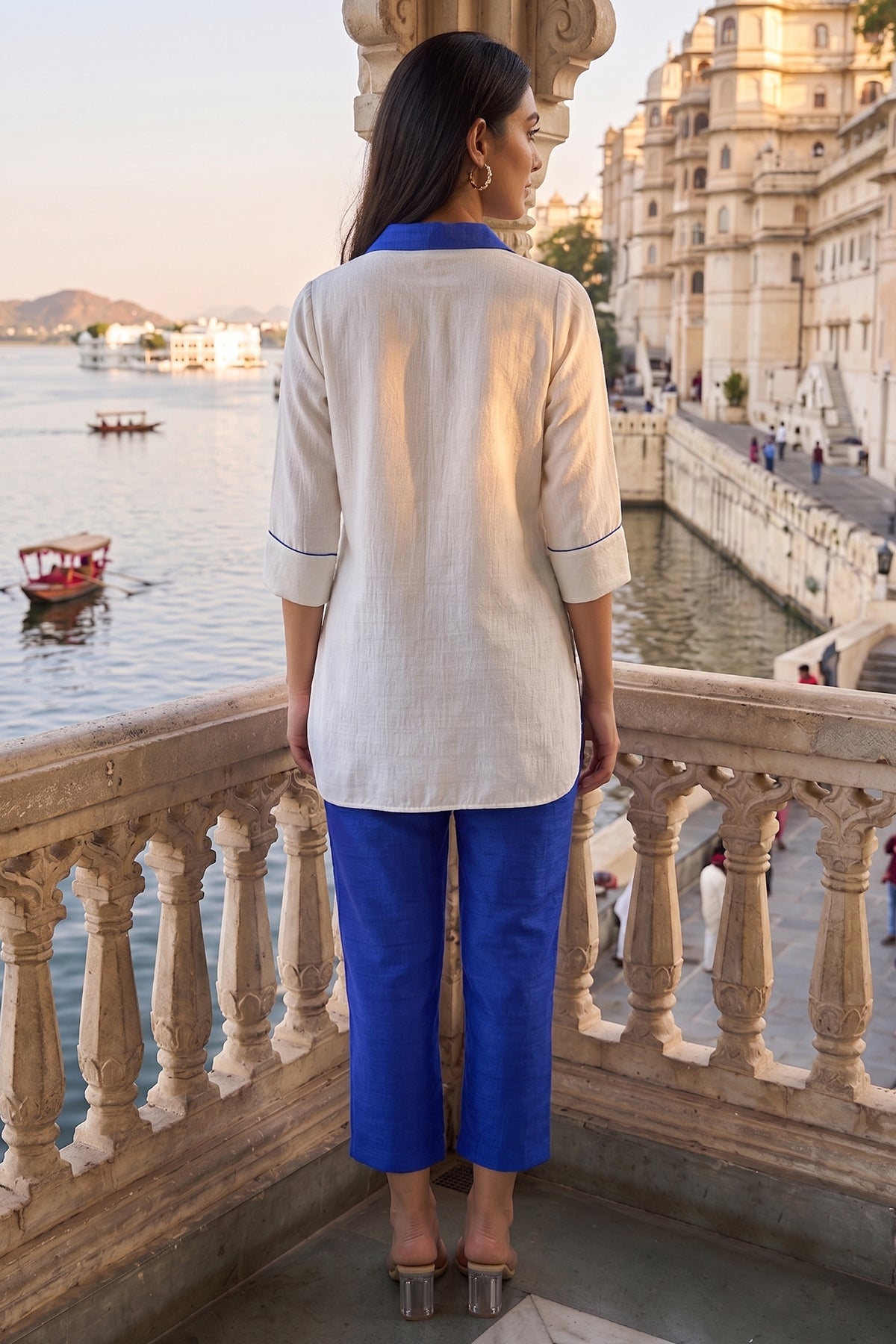 White Silk Short Tunic & Pants