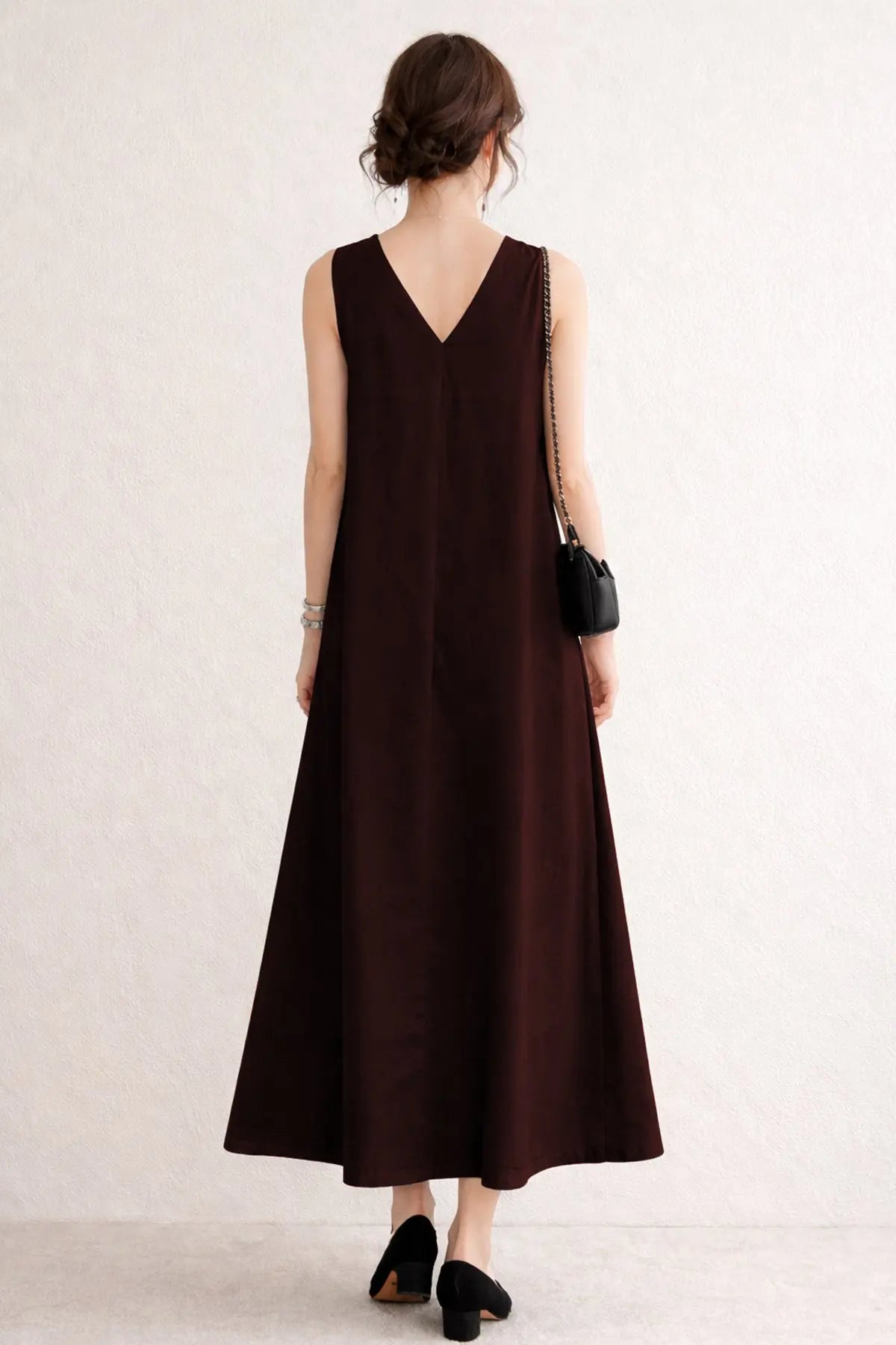 Wine A-Line Cotton Maxi Dress SNEHA B