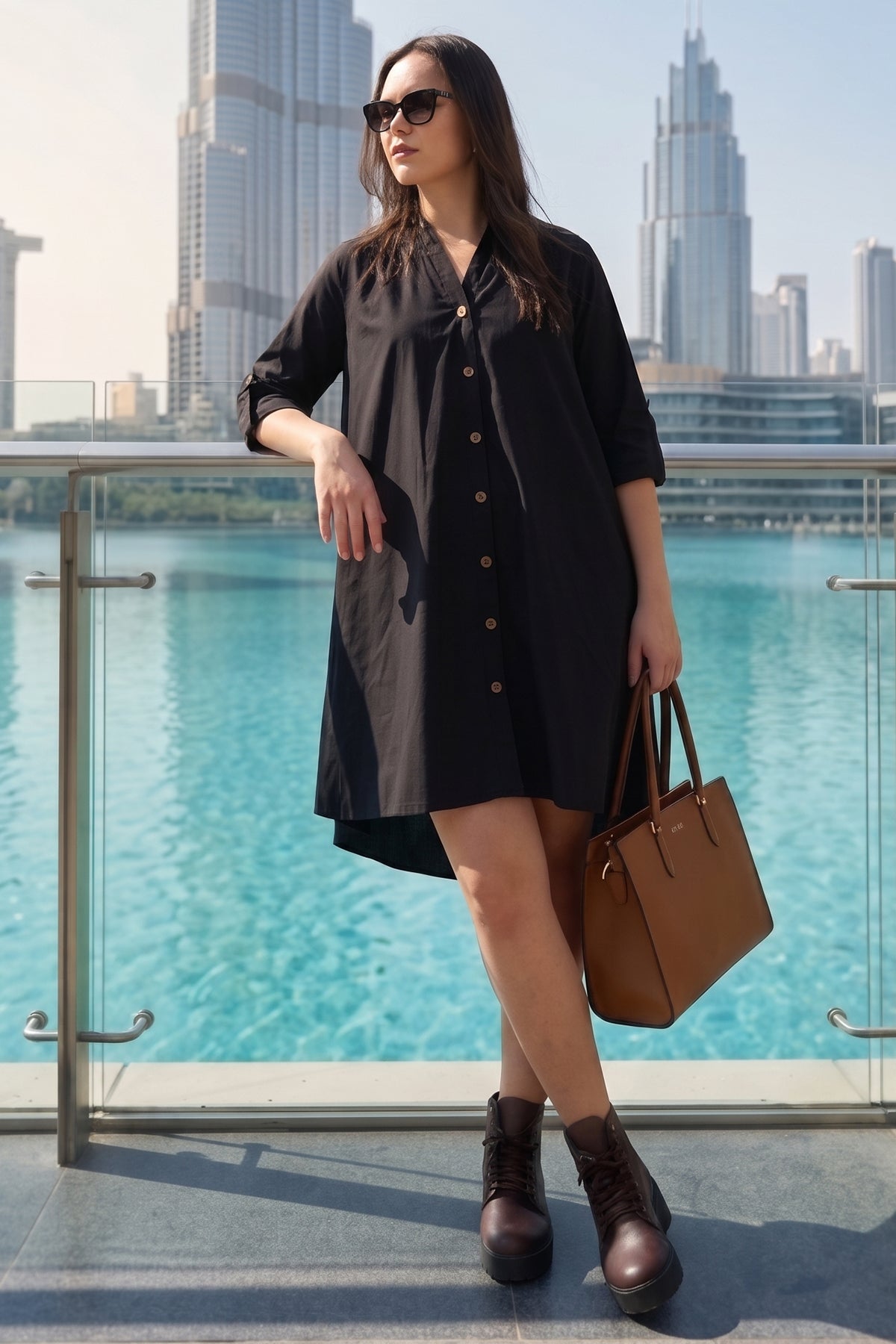 Black Cotton Oversized Dress