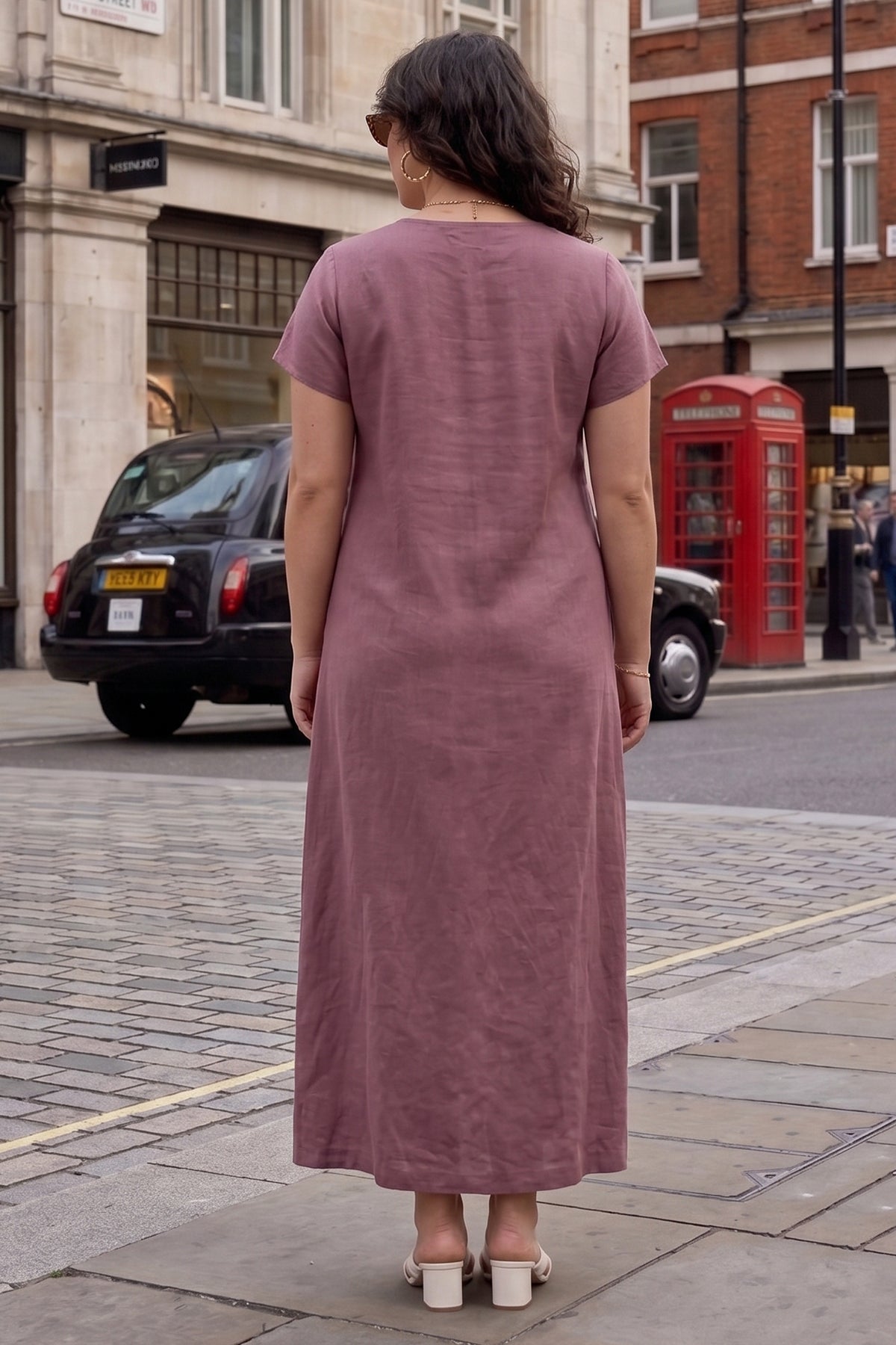 Aubergine Cotton Button Dress