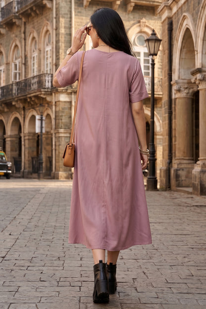 Bamboo Cotton Mauve Flare Dress