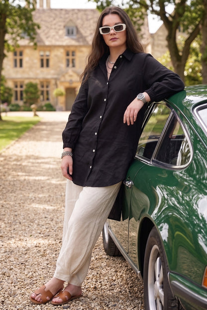 Black High Low Buttoned Shirt