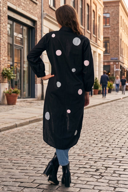 Black Polka Dot Patchwork Shirt