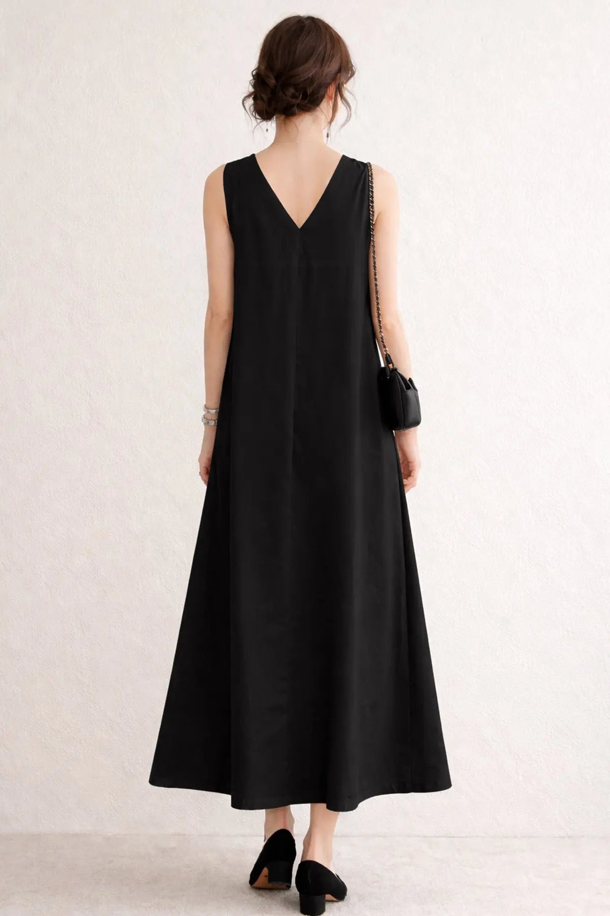 Black A-Line Cotton Maxi Dress SNEHA B