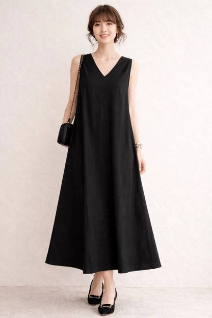 Shop Black A-Line Cotton Maxi Dress for women by SNEHA B