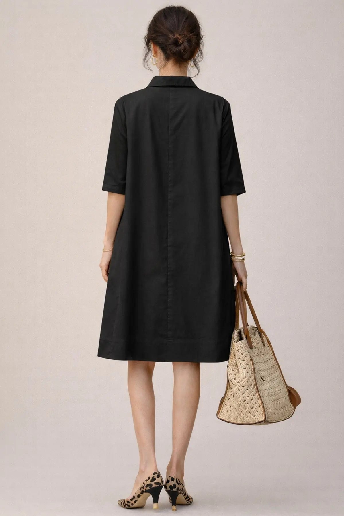 Black Cotton Box Pleated Dress SNEHA B