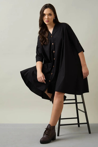Black Cotton Oversized Dress SNEHA B