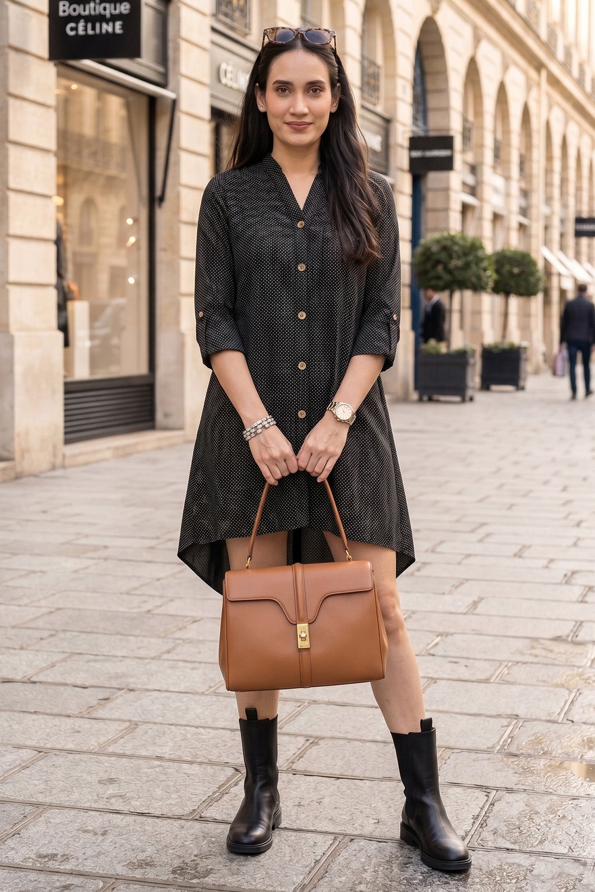 Black Polka Dot Oversize Dress