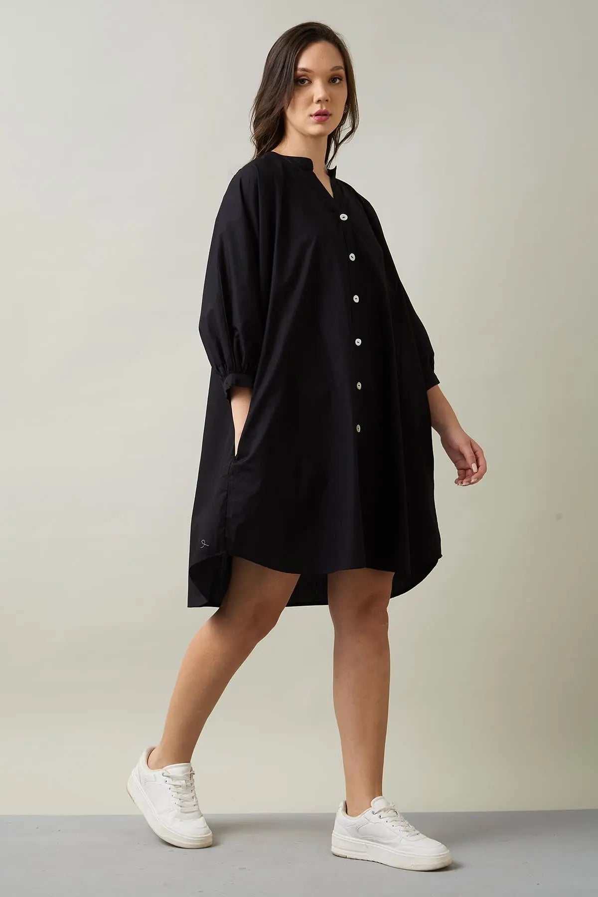 Black Relaxed Shirt Style Dress SNEHA B