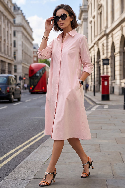 Blush Knee Length Shirt Dress