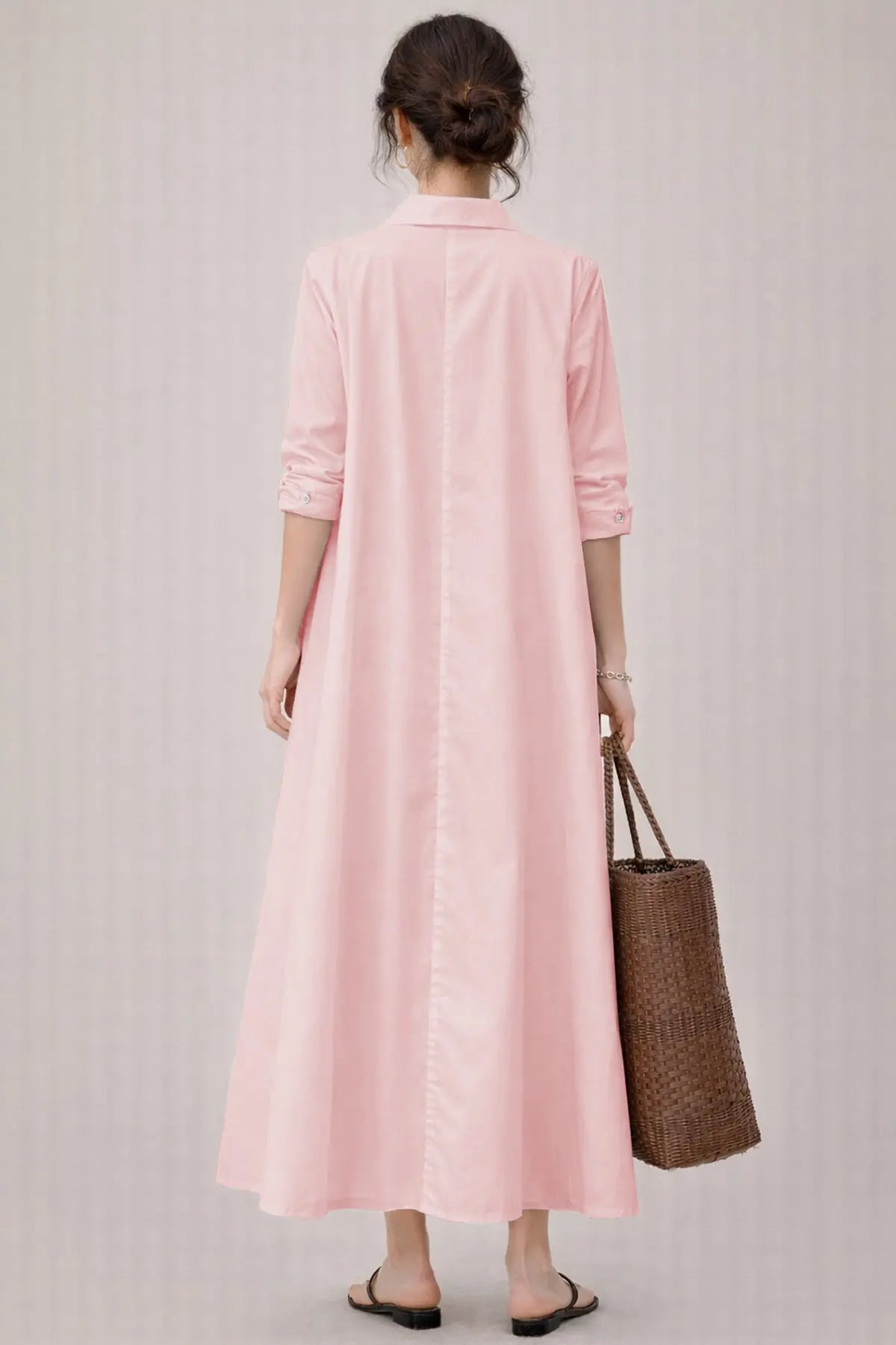 Blush Cotton Maxi Shirt Dress SNEHA B