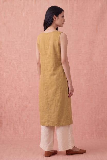 Camel Cotton Linen Kurta Set