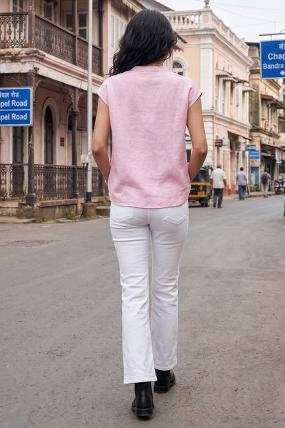 Carnation Cotton Buttoned Top