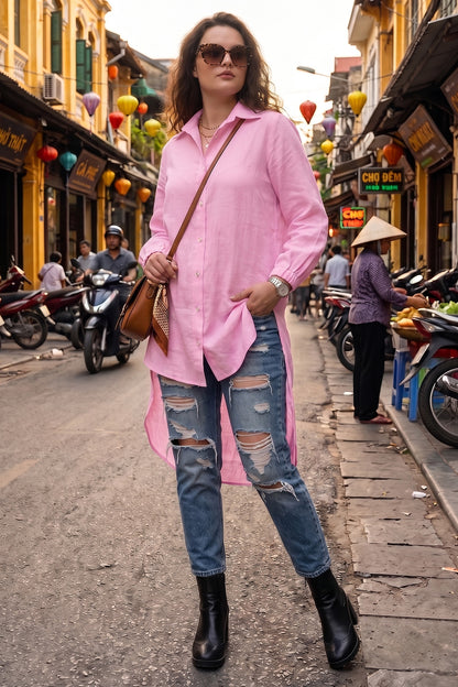 Carnation Pink High Low Shirt
