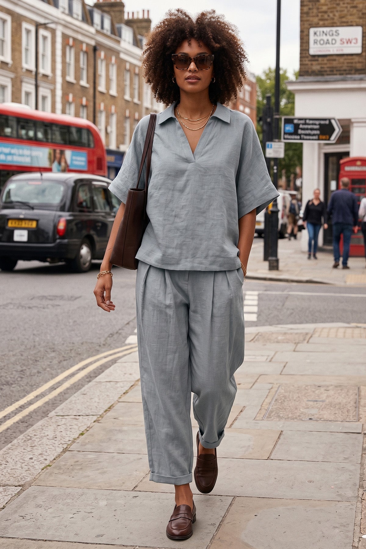 Cement Grey Double Pleated Pant