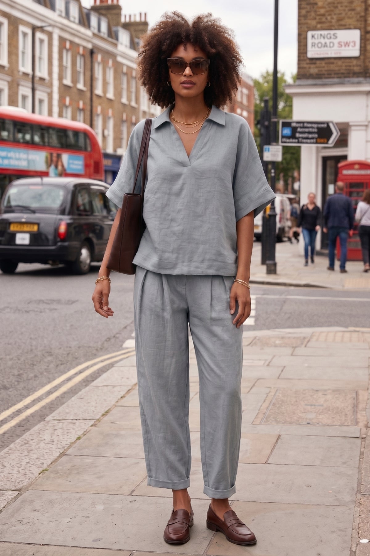Cement Grey Double Pleated Pant