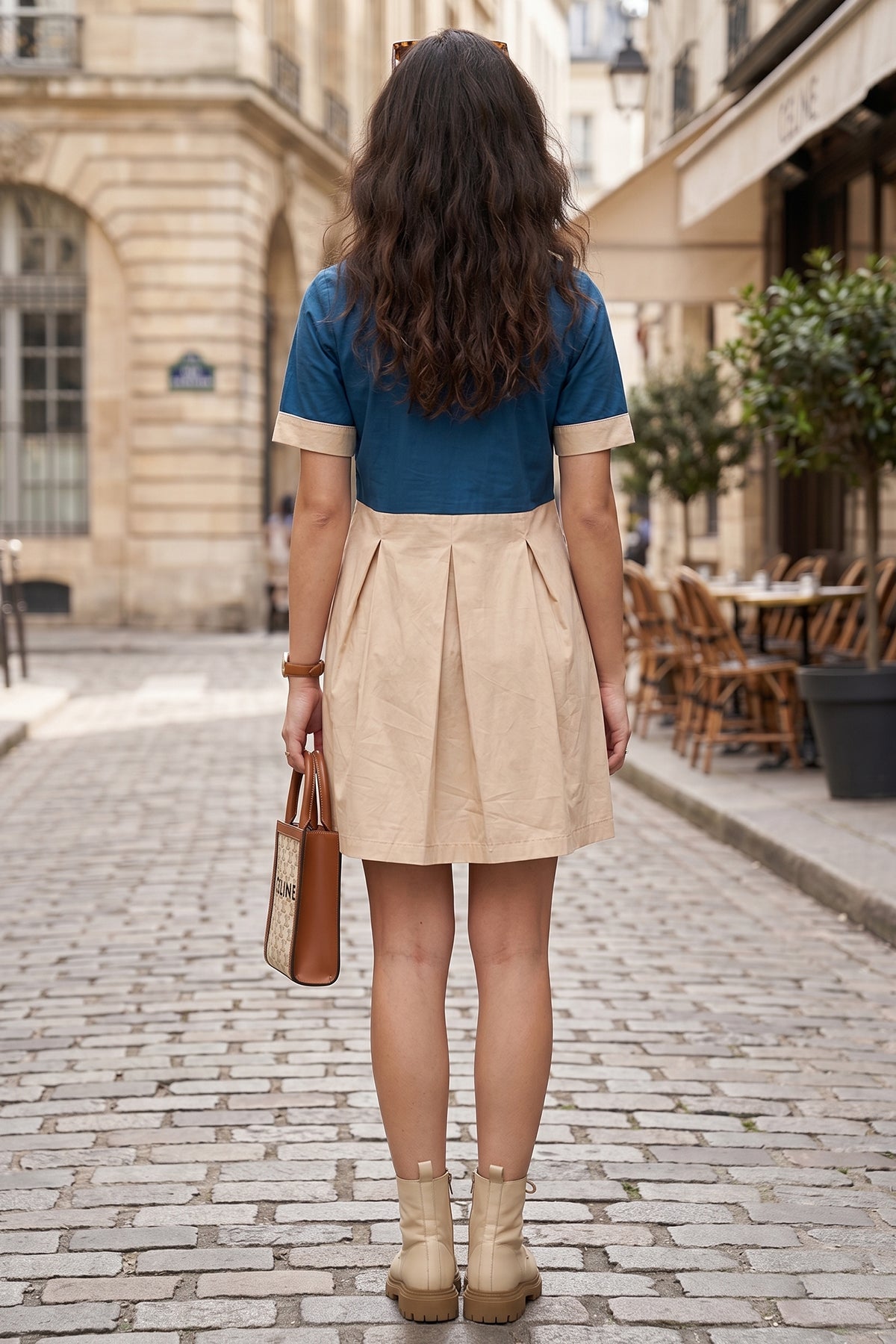 Collar Colour Block Mini Dress