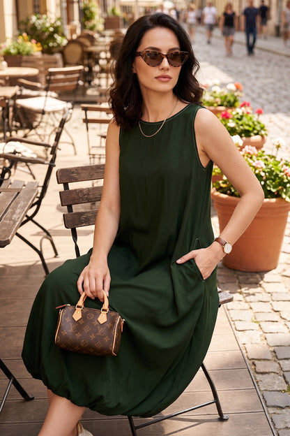 Dark Green Bamboo Cotton Dress