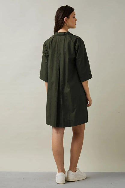 Dark Green Cotton Flare Dress SNEHA B