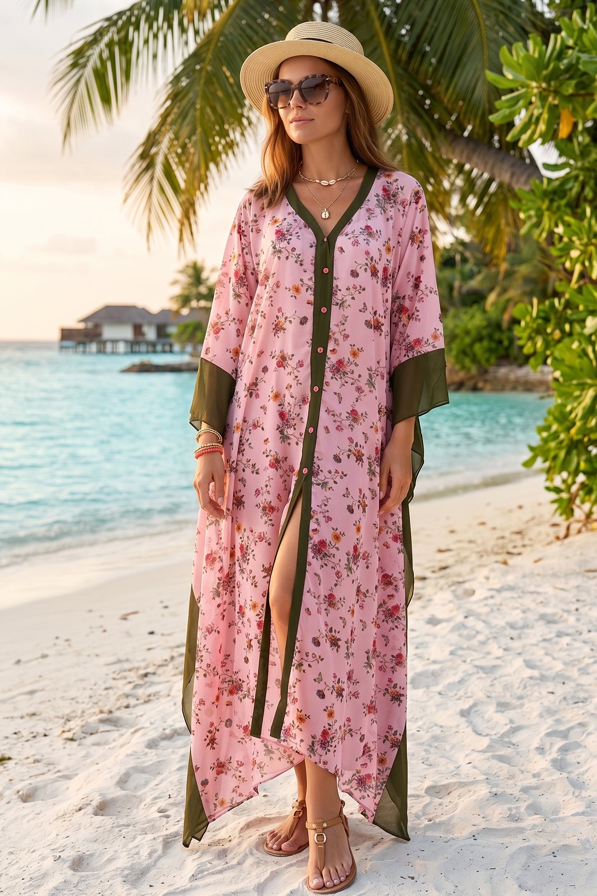 Floral Colour Block Kaftan