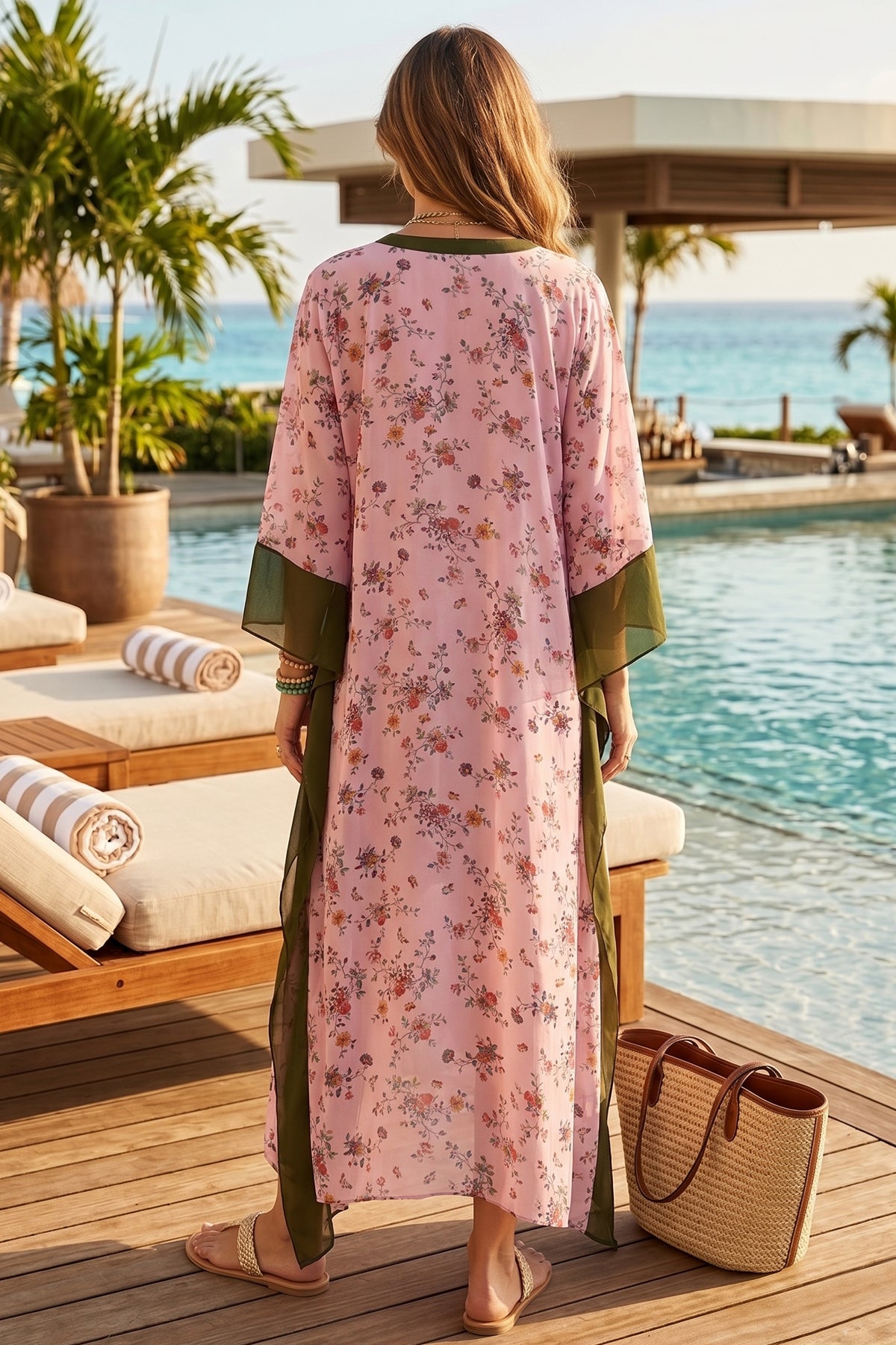 Floral Colour Block Kaftan