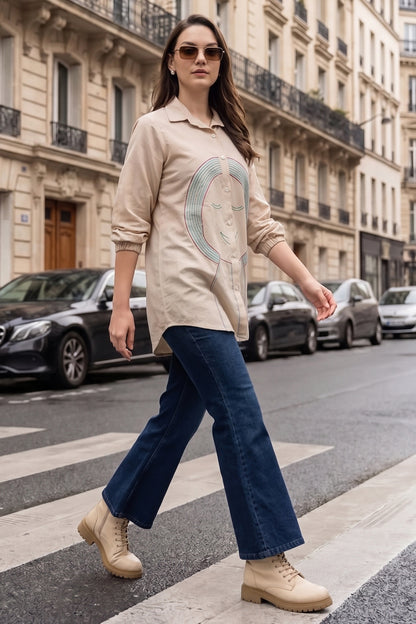 Girl Portrait Embroidered Shirt
