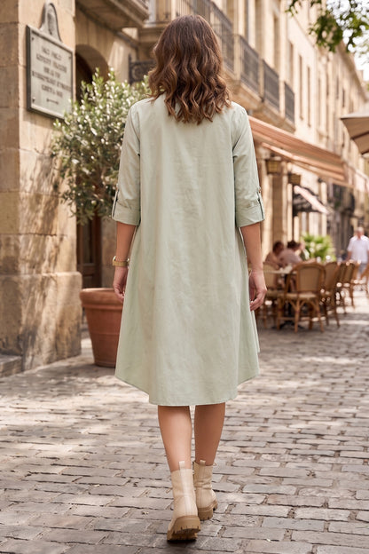 Green Cotton Oversized Dress