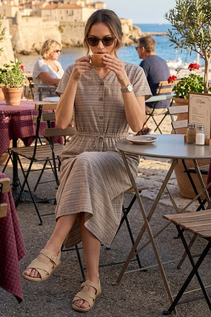 Green Umber Drawstring Dress