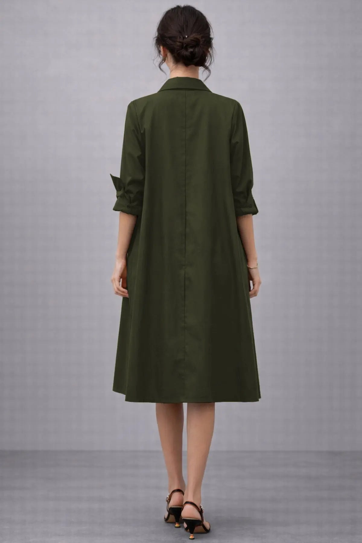 Green Knee Length Shirt Dress SNEHA B