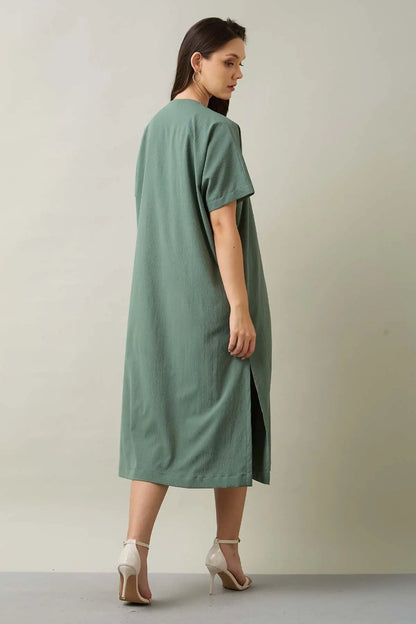 Green Relaxed Fit Midi Dress SNEHA B