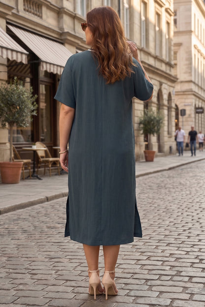 Grey Relaxed Fit Midi Dress