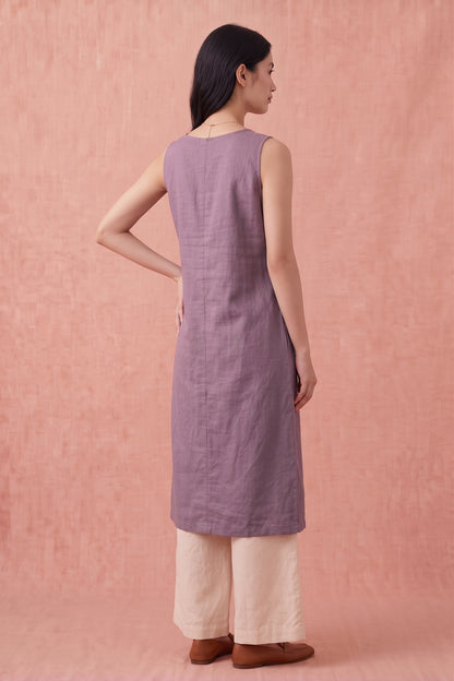 Lavender Cotton Linen Kurta Set