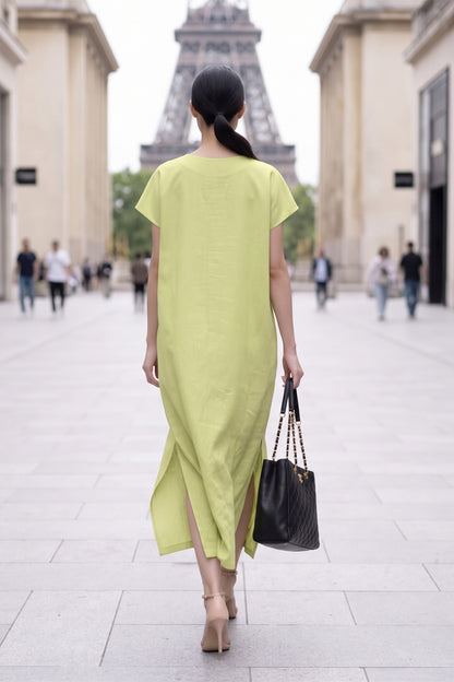Lettuce Front Pocket Slit Dress