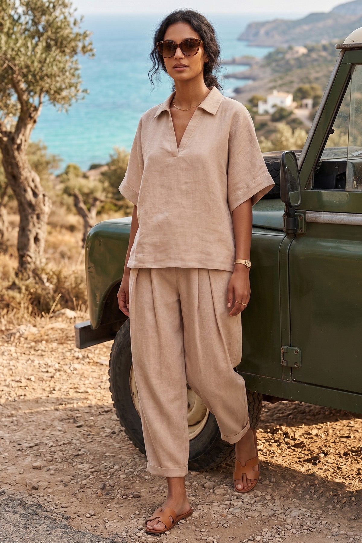Light Taupe Double Pleated Pant