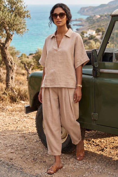 Light Taupe Double Pleated Pant