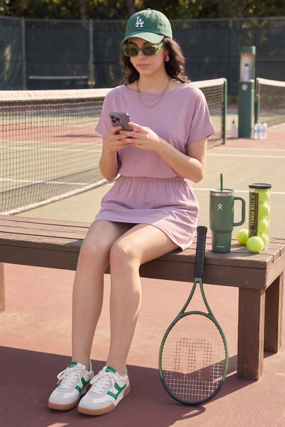 Mauve Elasticated Mini Dress