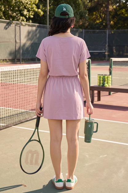 Mauve Elasticated Mini Dress