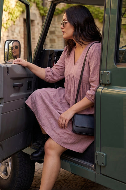 Mauve Weave Textured Mini Dress