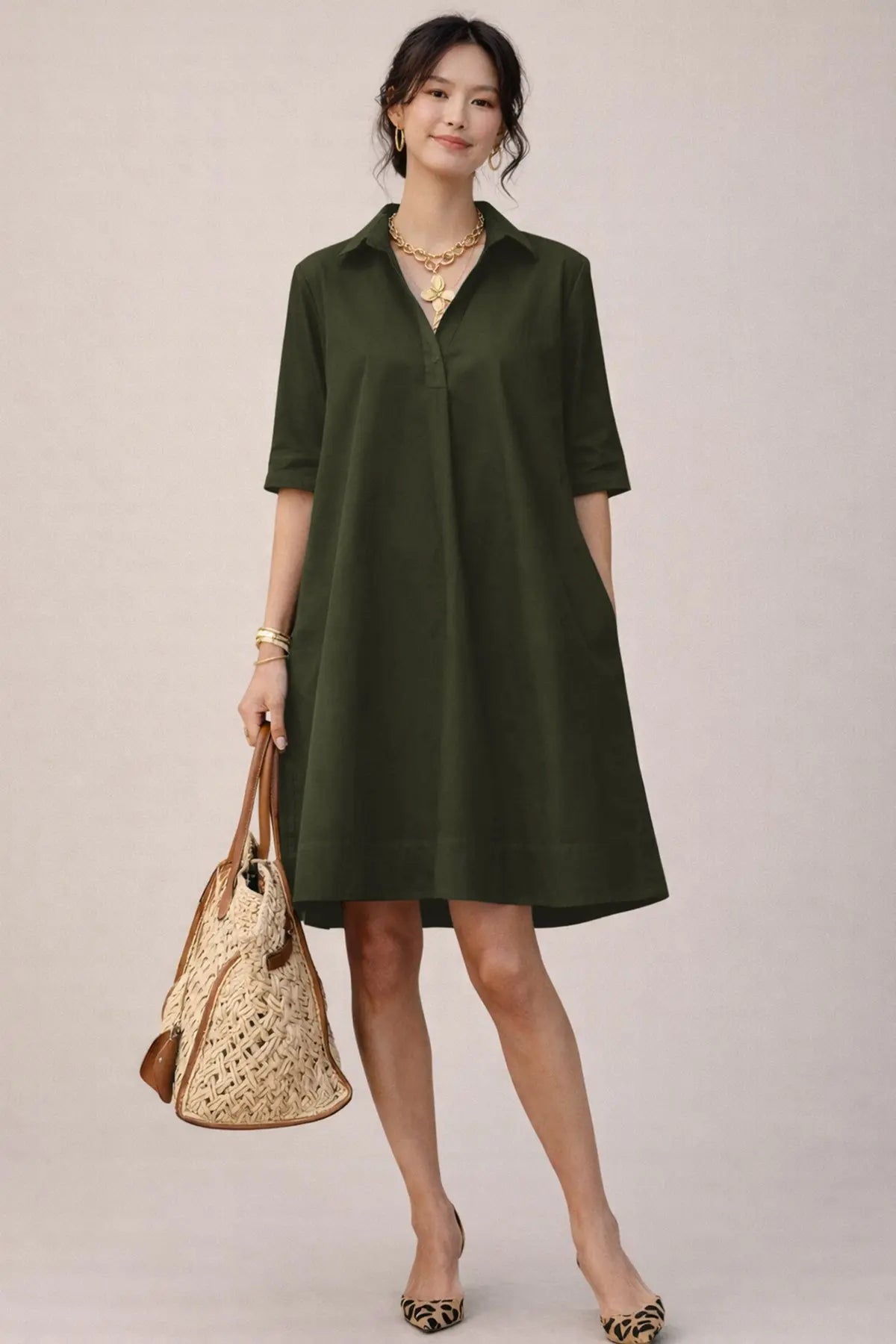 Shop Military Cotton Box Pleat Dress for women by SNEHA B